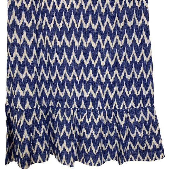 J Crew Factory Dress Back Bow Sleeveless Blue White Chevron XS - Picture 5 of 13